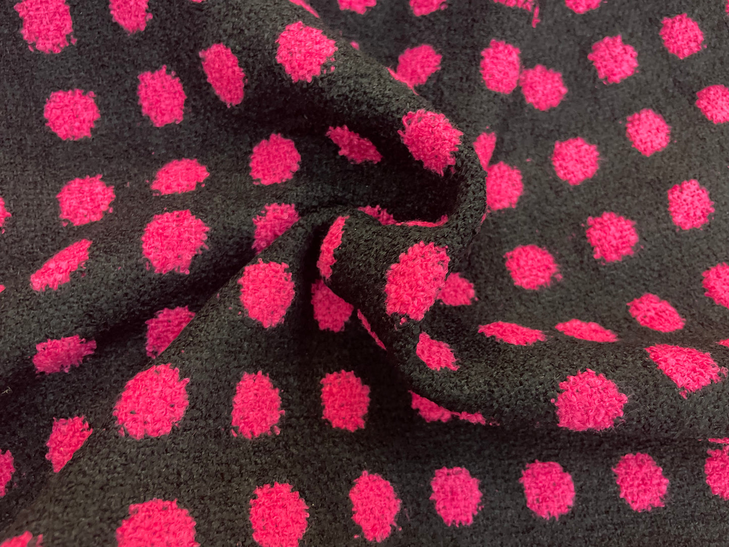 Double Sided Designer Boucle - Hot Pink / Black