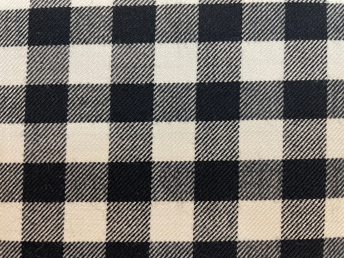 Fused Designer Fine Textured Wool Blend - Black and White Plaid