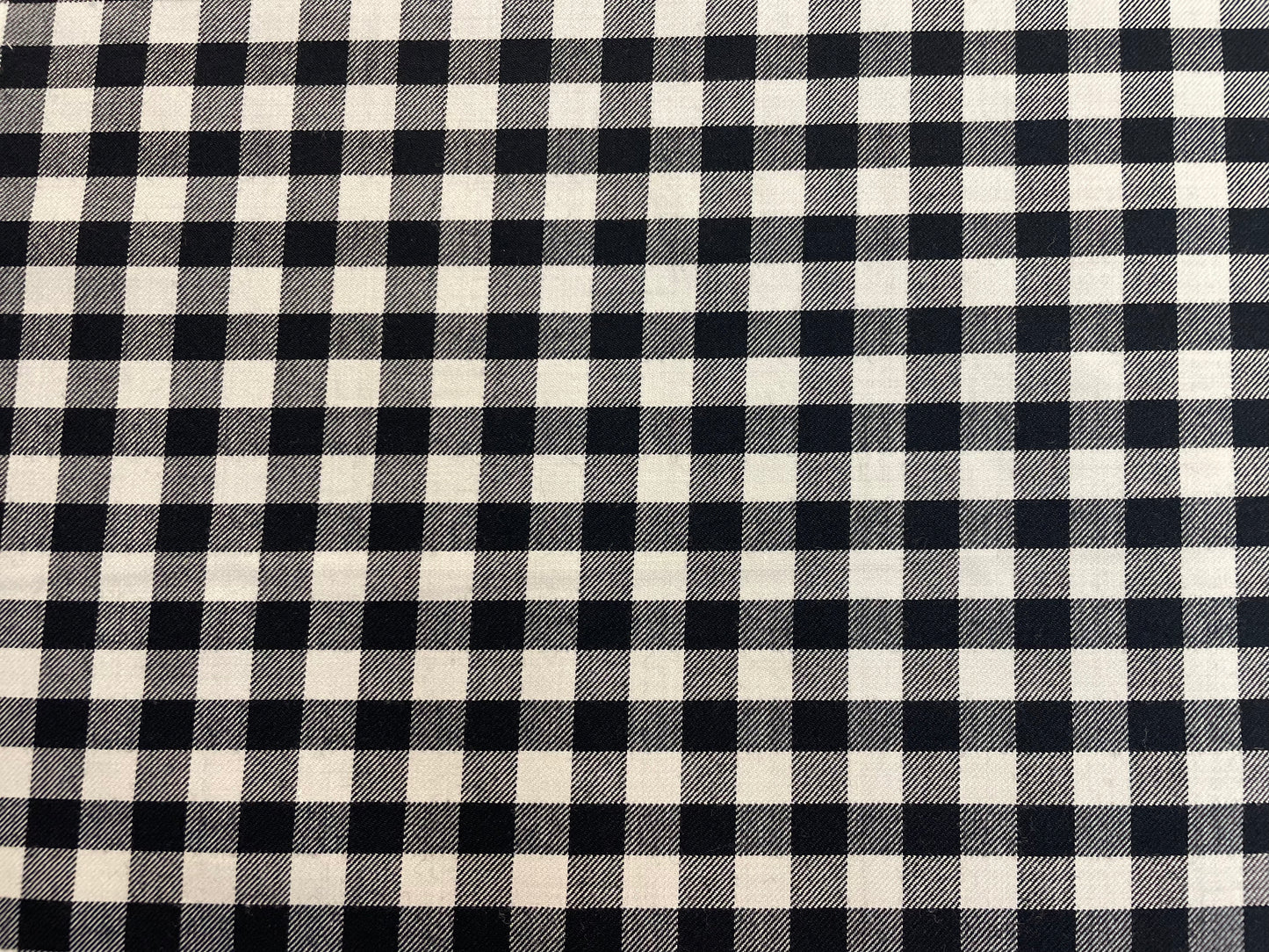 Fused Designer Fine Textured Wool Blend - Black and White Plaid
