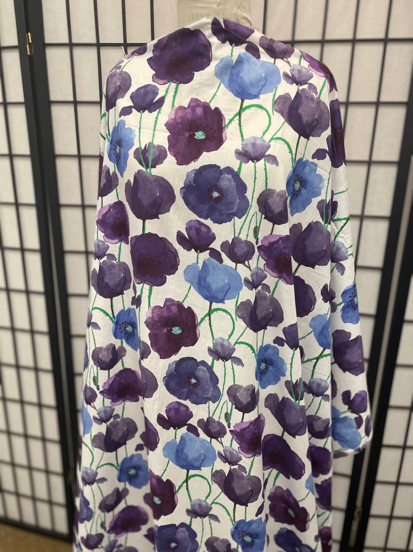 Floral Print Lightweight Cotton - White / Blue/ Purple