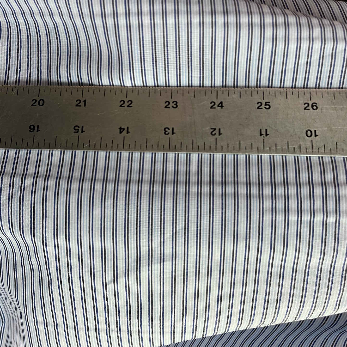 Stripe Cotton Shirting - Light Blue, Dark Blue & White