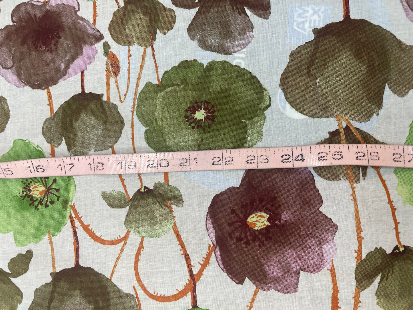 Floral Print Lightweight Cotton - Green, Purple & White