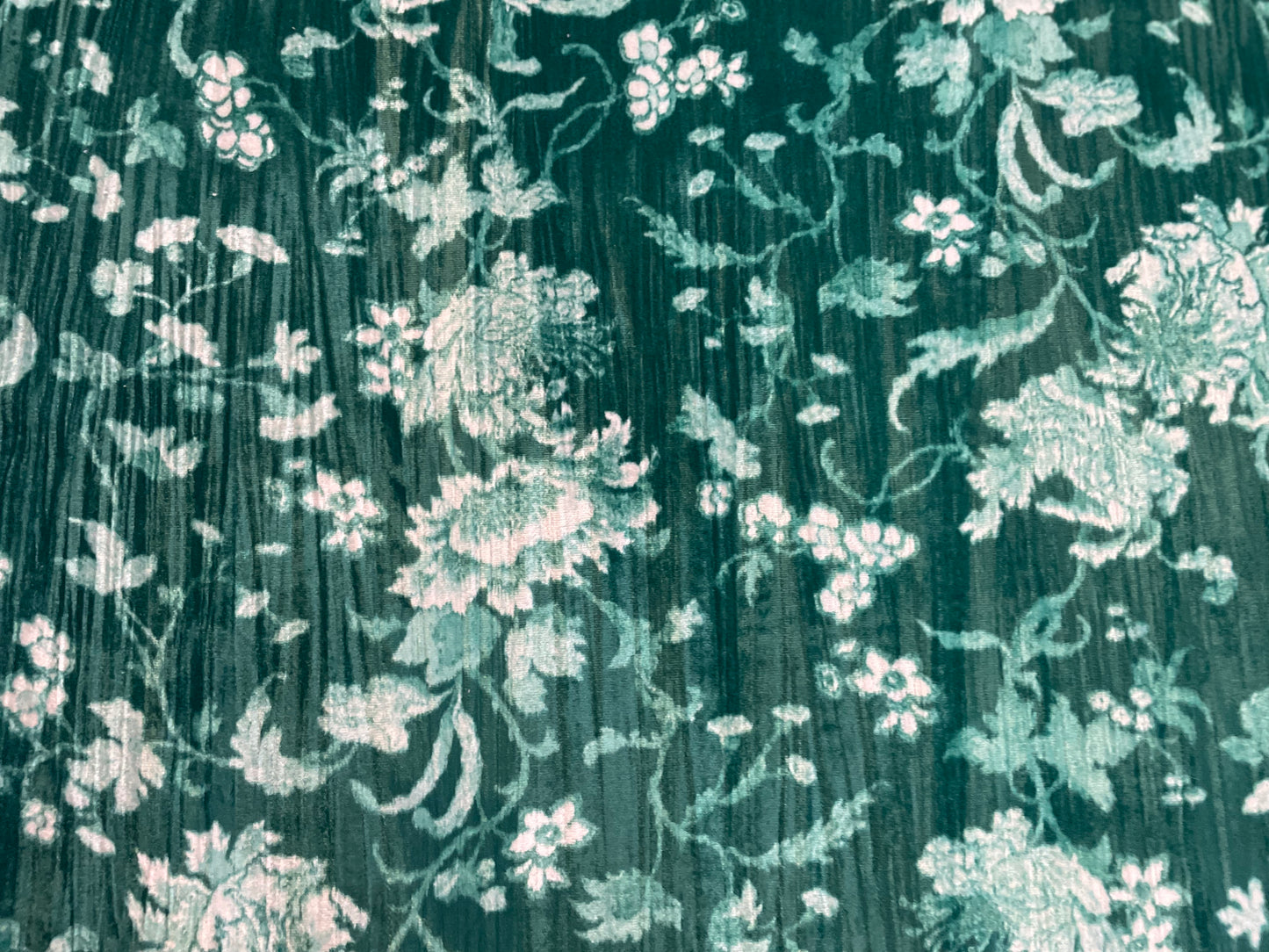 Italian Textured Floral Green Floral Print Velvet