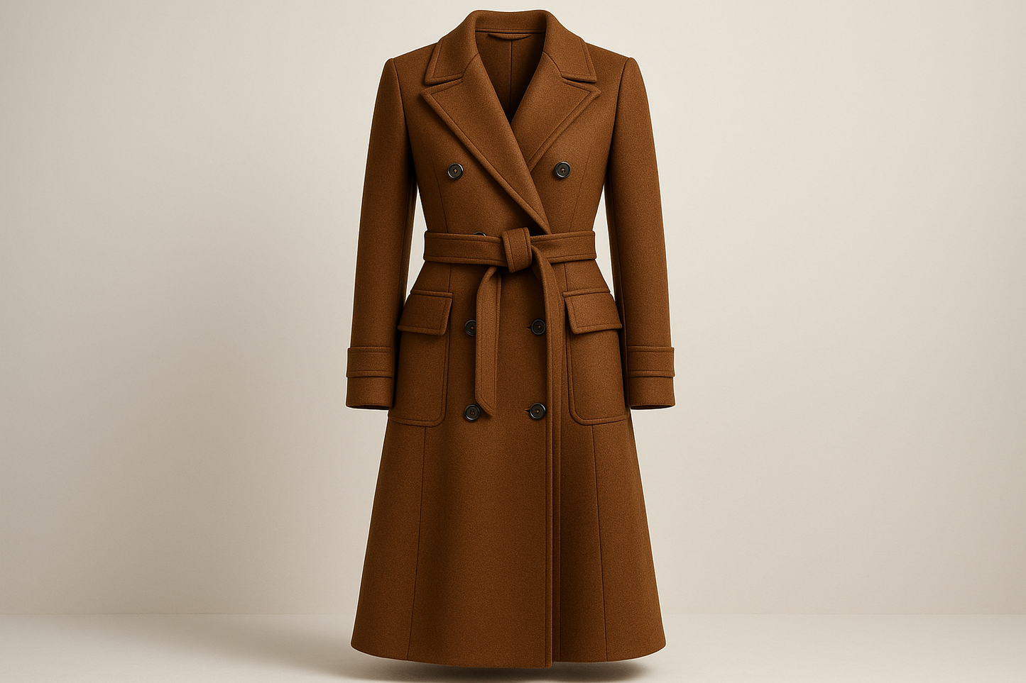 long jacket with detail for Melton Wool - Chipmuck Brown