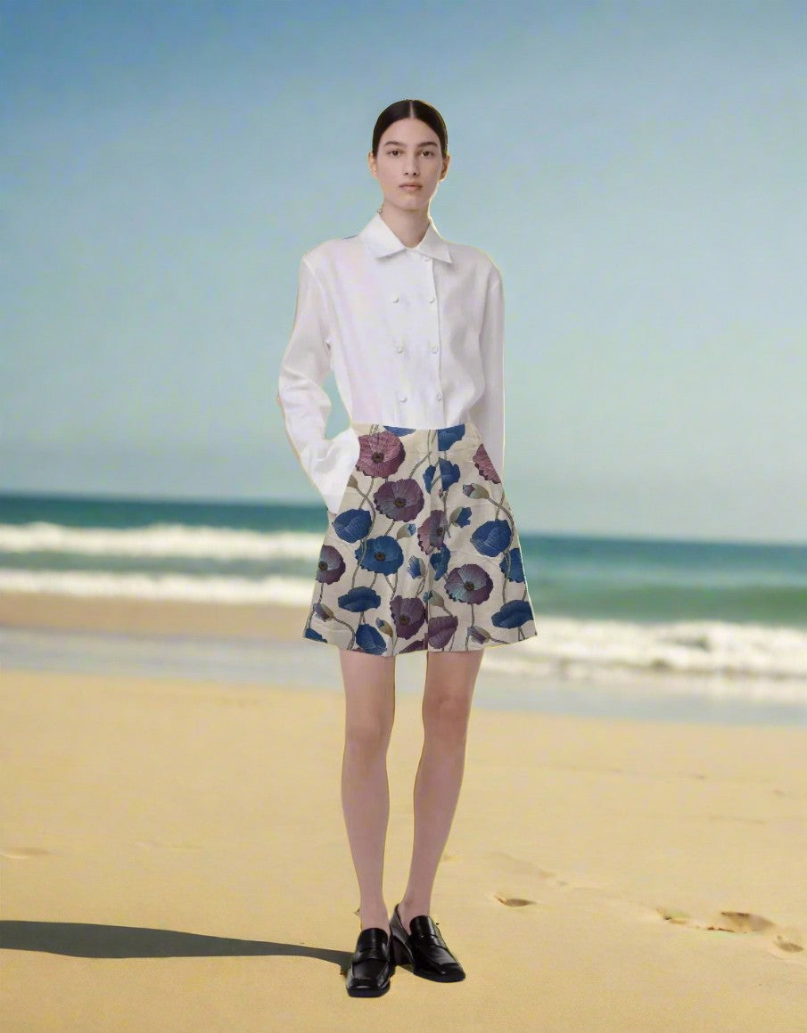 Italian Stripe Cotton Print White / Red