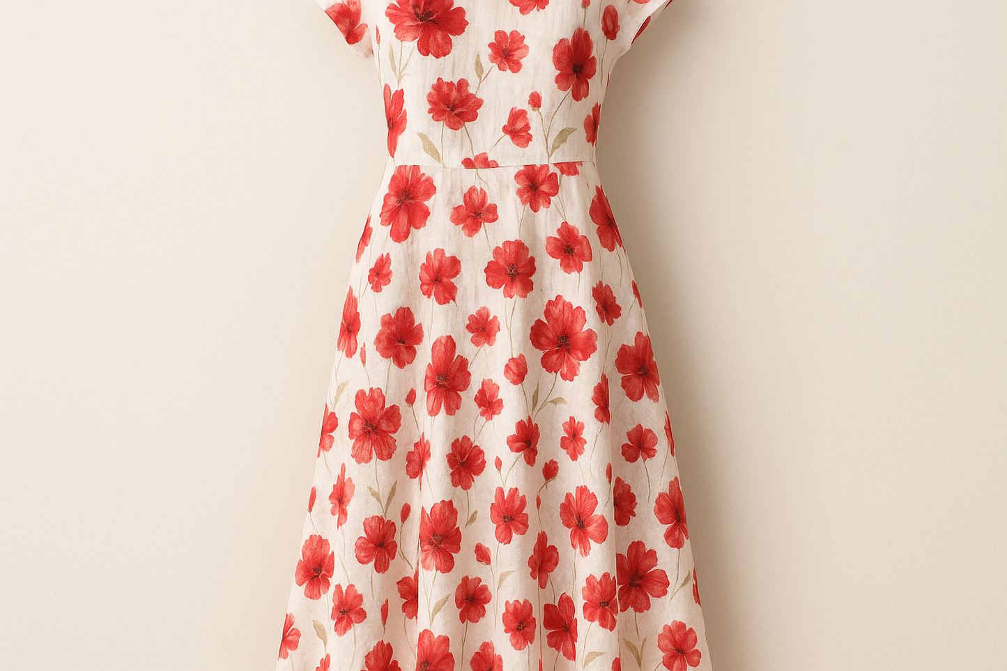 make a summer dress for Floral Printed Linen - Red & White