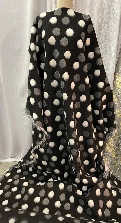 Stretch Felted Poly Polkadots : Black / White / Charcoal