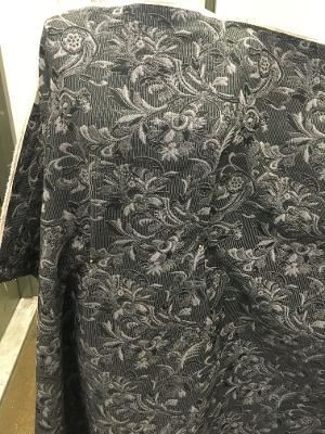 Floral Textured Brocade- Black / Off White