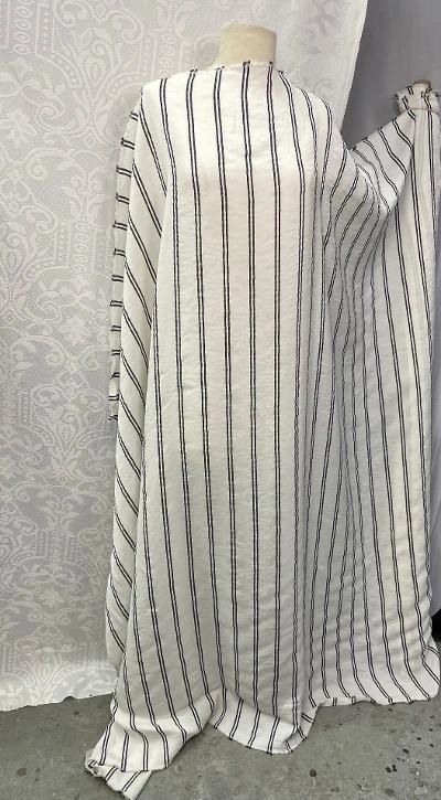 Rayon & Silk Stripe Print - White / Black