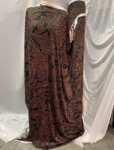 Jersey Spandex Poly Geometric Print - Black /Brown/Gold