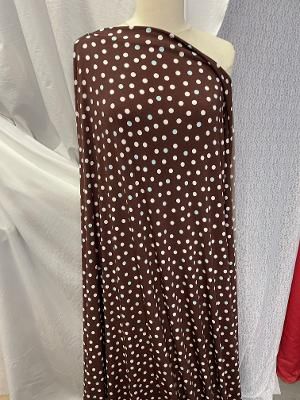 Brown, Ivory & Blue Polka Dot Print ITY