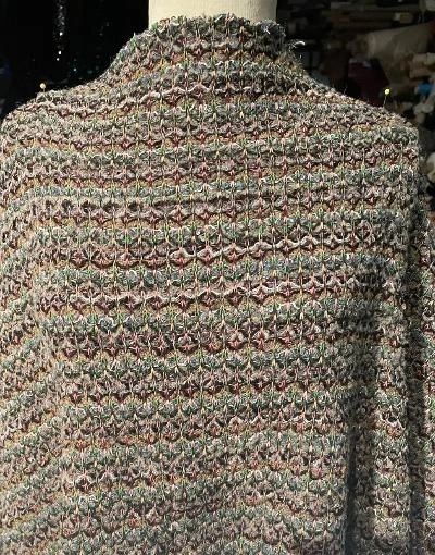 Designer Knitted Wool Blend Boucle - Green / Pink / Off White