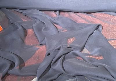 Wide Silk Chiffon -Dark Navy