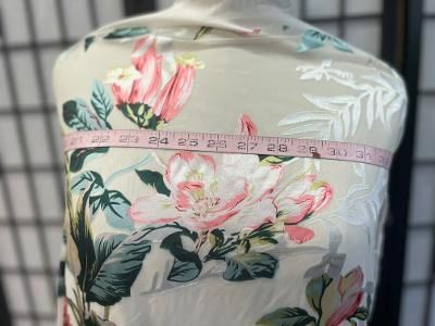 Floral Print Burnout Chiffon- White / Green / Pink