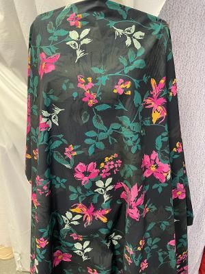 Cotton Floral Print- Navy / Green /Pink