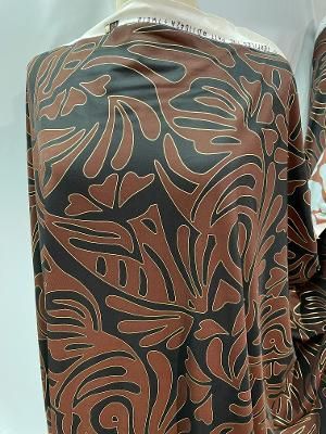 Jersey Spandex Poly Geometric Print - Black /Brown/Gold