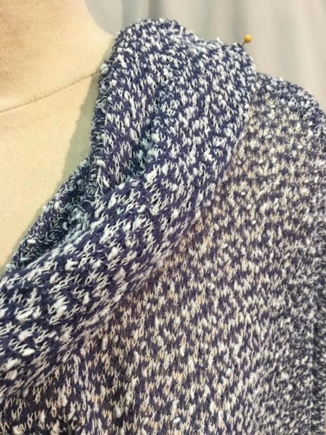 Polyester Sweater Knit- White/Blue