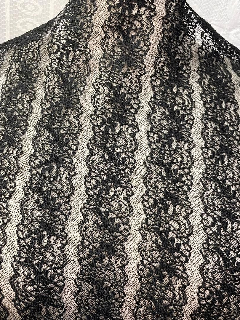 Poly Lace Stripe : Jet Black