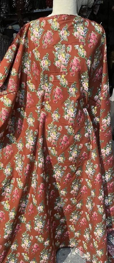Floral Print Cotton - Off White / Rose / Green