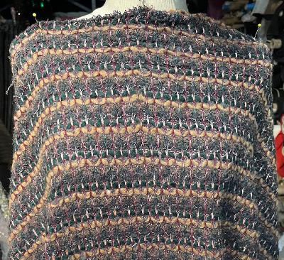 Designer Knitted Wool Blend Boucle - Green / Beige / Brown