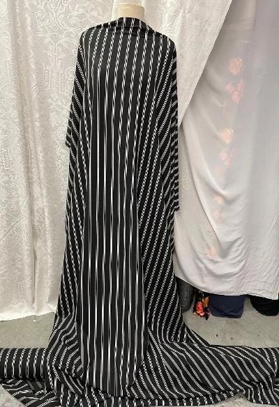Poly & Rayon Stripe - Black / White