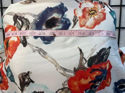 Wide Italian Watercolor Floral Print Silk Georgette