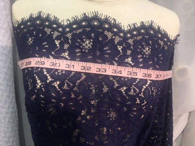 Small Floral Corded Lace- Navy Insignia Blue