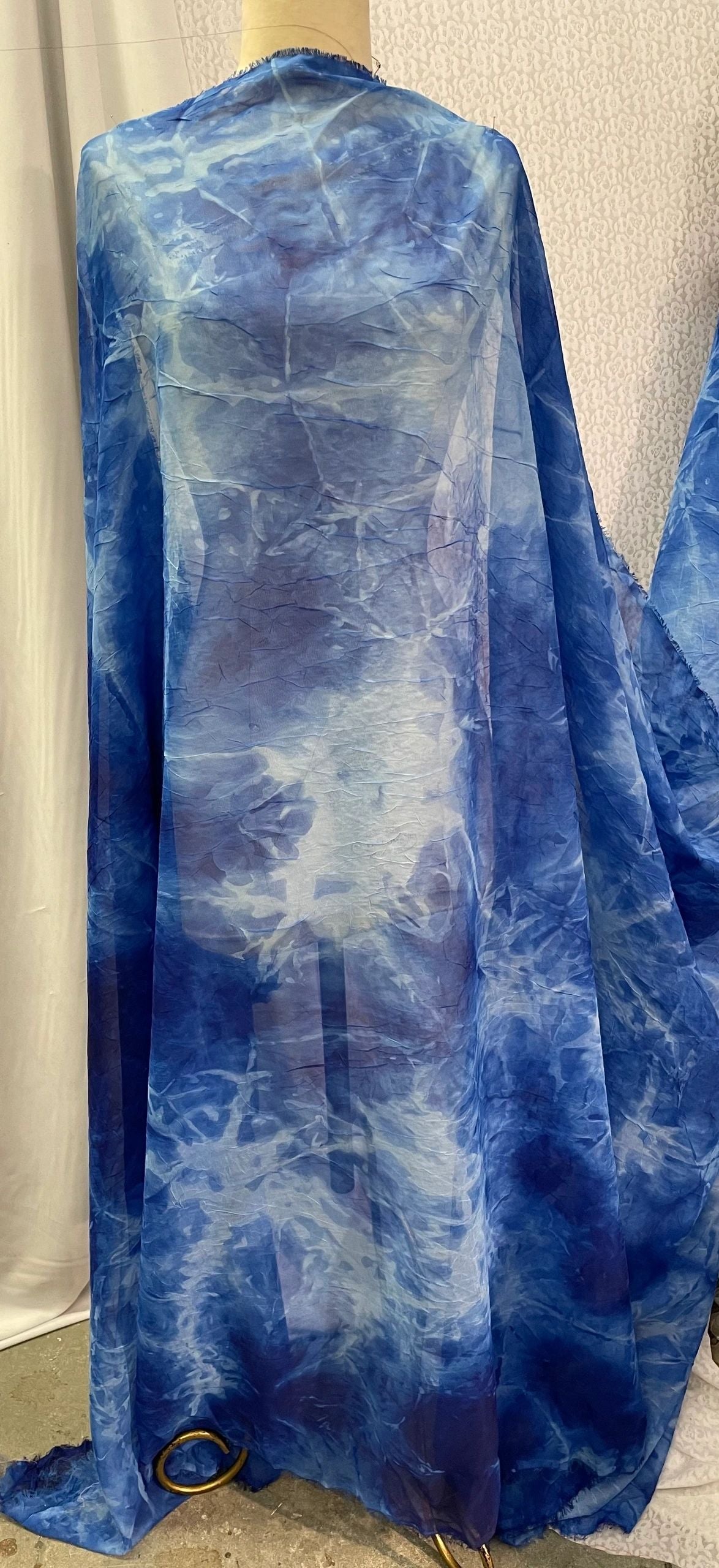 Poly Chiffon Cracked Ice Textured - Blue