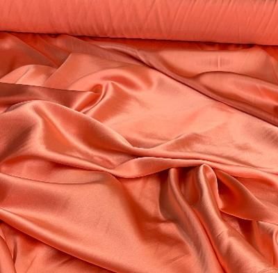 Stretch Silk Charmeuse - Peach Coral