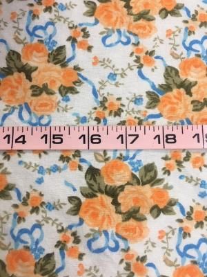 Flannel Cotton Floral Print - Of White / Blue / Green / Orange