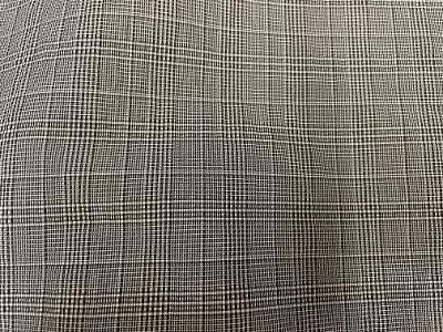 Italian Textured Mini Check Cotton - Off White /Brown