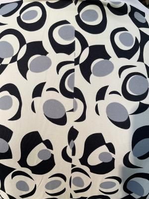 Spandex Print - Ivory / Black/Blue
