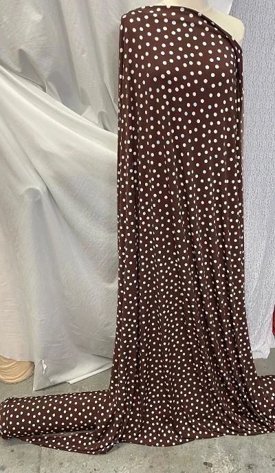 Brown, Ivory & Blue Polka Dot Print ITY