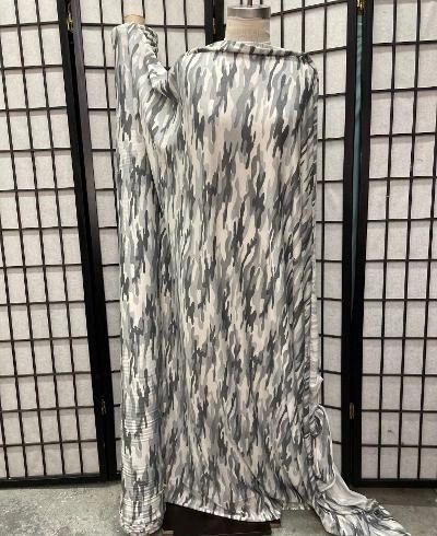 Camo Print French Terry - Grey