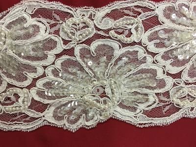 Fancy Beaded Lace Trim - Off White
