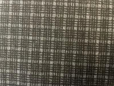 Charcoal Grey Checkered Line Printed Poly Double Knit