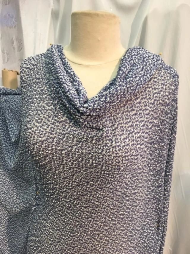 Polyester Sweater Knit- White/Blue