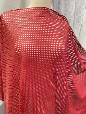 Laser Patterned Double Face Poly Ultra Suede- Red / Beige