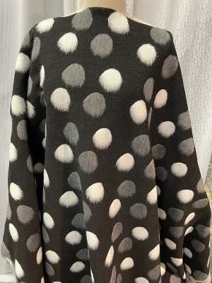 Stretch Felted Poly Polkadots : Black / White / Charcoal