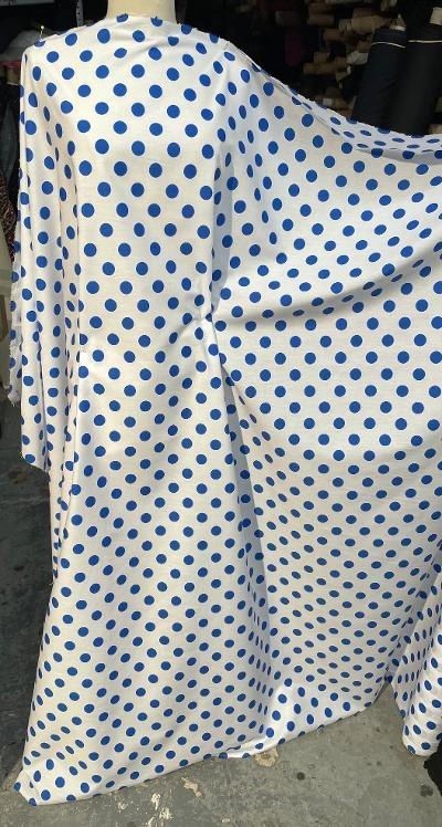 White & Royal Blue Classic Polka Dot Cotton