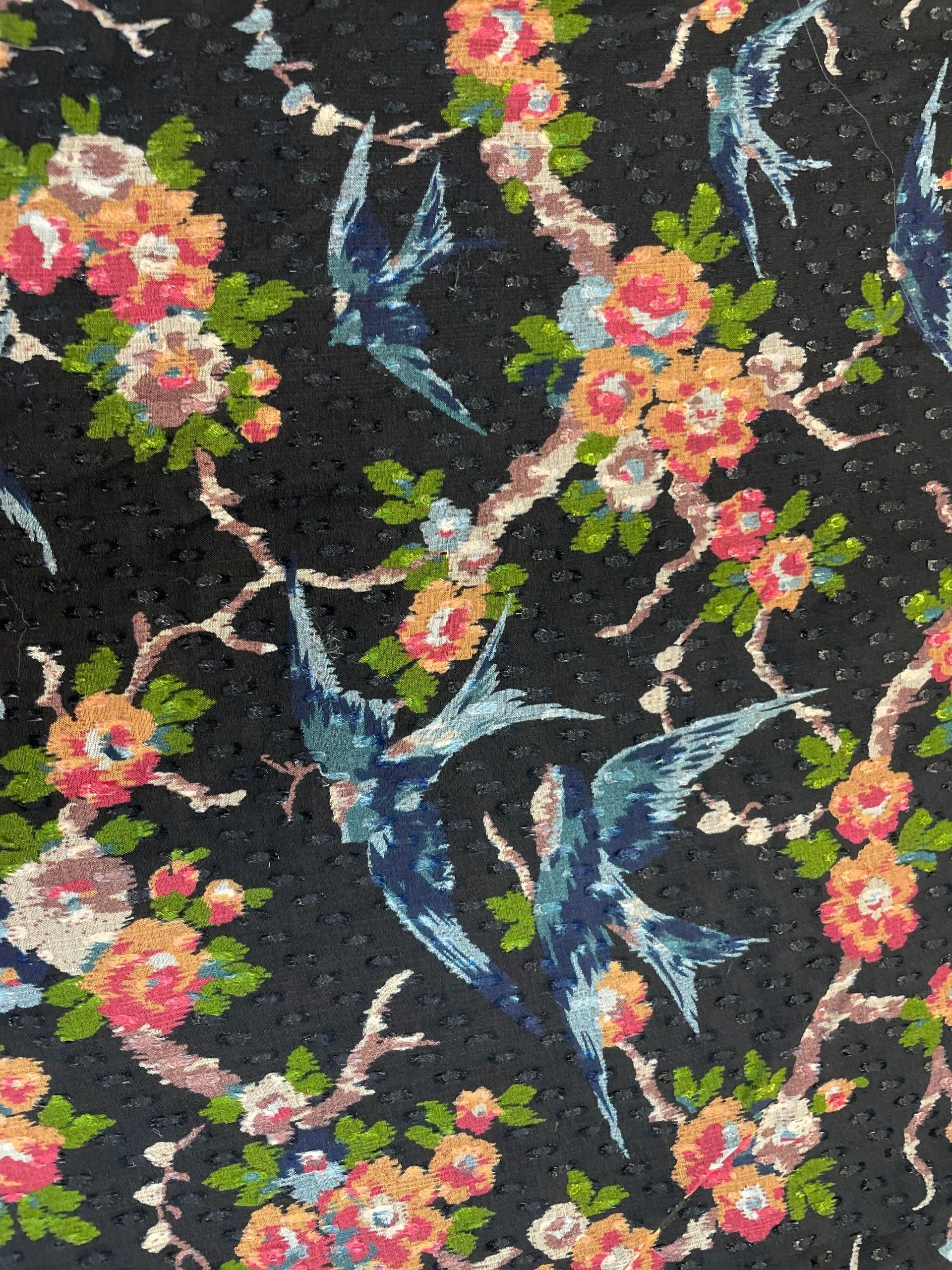 Bluebird Flower Print Silk Burnout Fabric for Sale by the Yard –  metrotextilesnyc