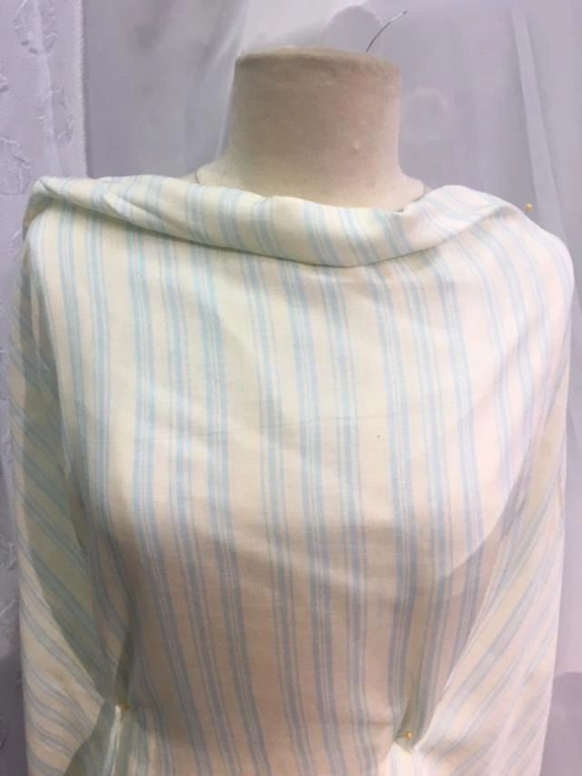 Stripe Rayon- Light yellow/Blue glow