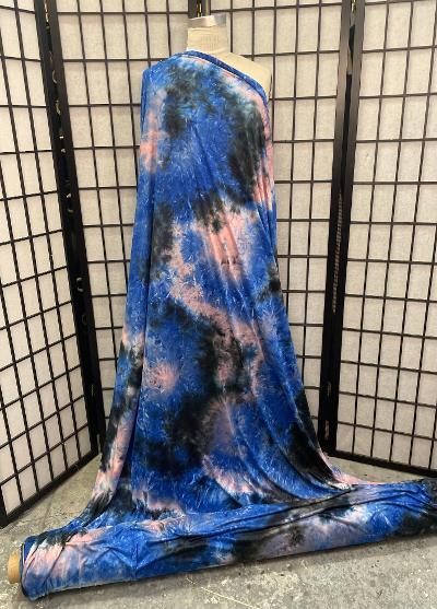 Blue Pink & Black Tie Dye Poly Jersey