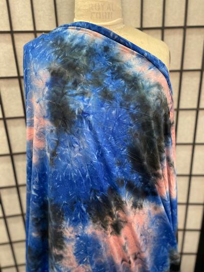 Blue Pink & Black Tie Dye Poly Jersey