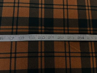 Brown & Black Plaid Print Poly Jersey