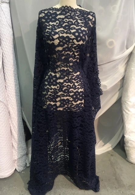 Floral Corded Lace - Navy Mood Indigo