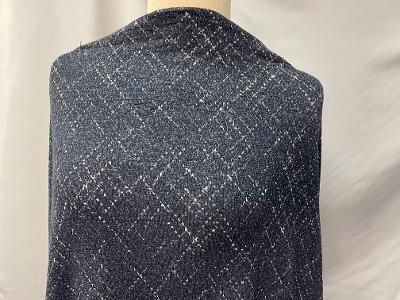 Textured Rayon Jersey Geometric - Navy / Gray / Off White