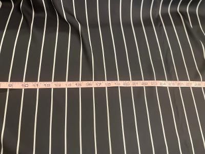 Poly Crepe Stripe - Dark Navy / White