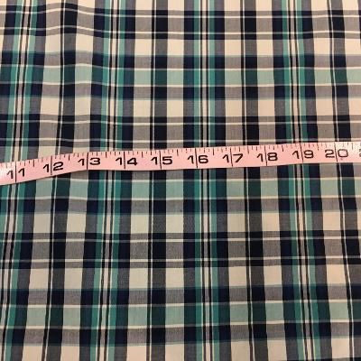 Japanese Off-White, Green, Navy Plaid Cotton