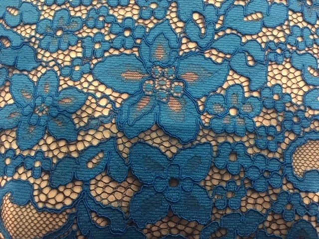 Floral Corded Lace Fabric - Swedish Blue metrotextilesnyc Floral Corded Lace Fabric - Swedish Blue metrotextilesnyc